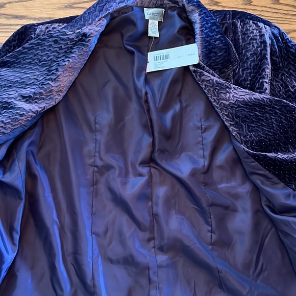 Chico’s (sz 2), medium purple crushed velvet jacket. - Picture 9 of 10
